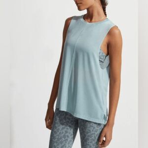 Varley Mariposa Tank in Grey Mist / Aqua Tissue Jersey Lightweight Sporty Tank S